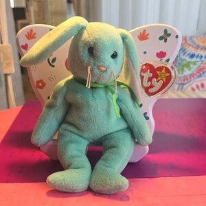 Ty Beanie " Hippity" Soft Green Bunny Plush
